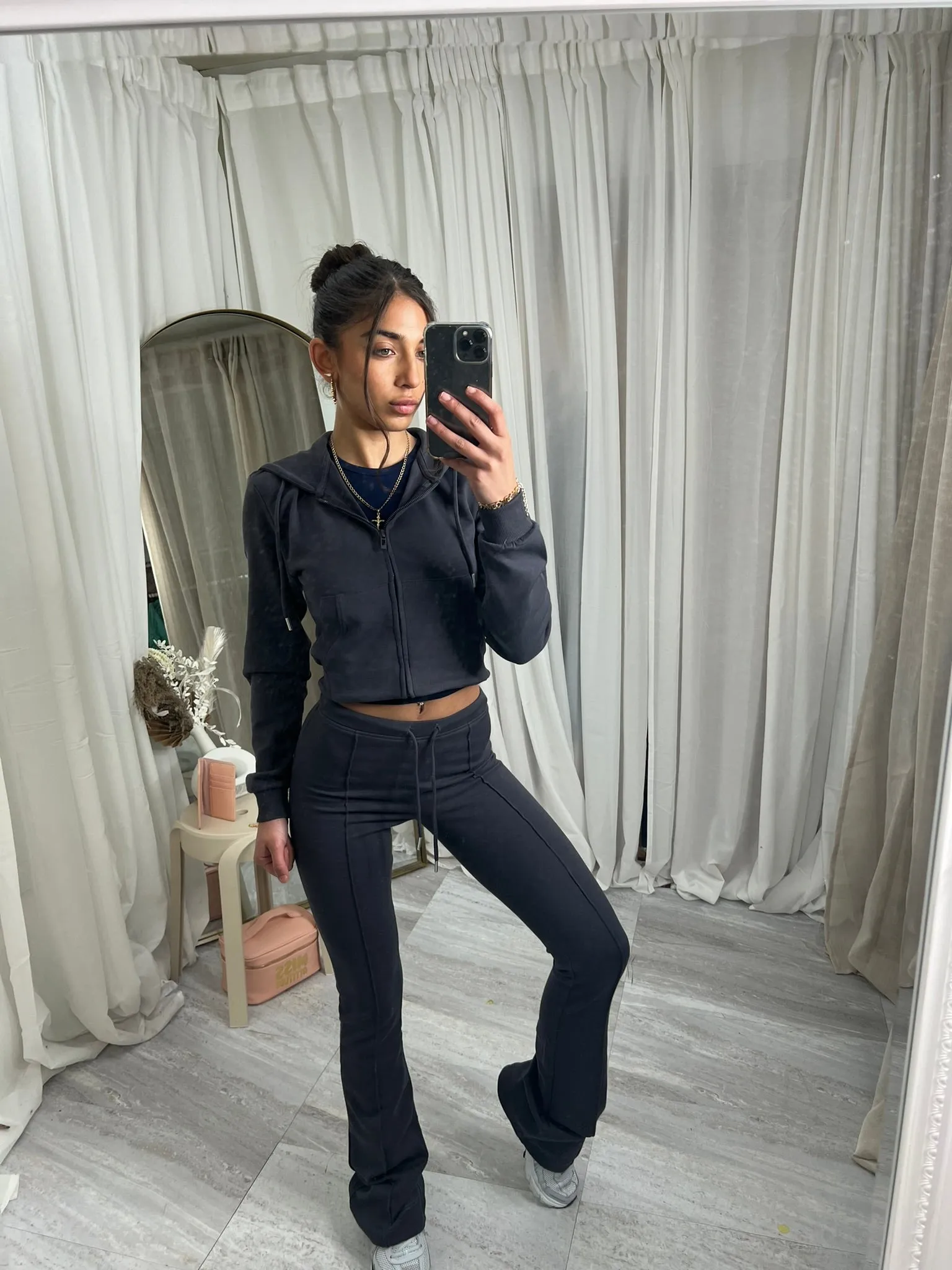Scuba cropped flared tracksuit set 10051