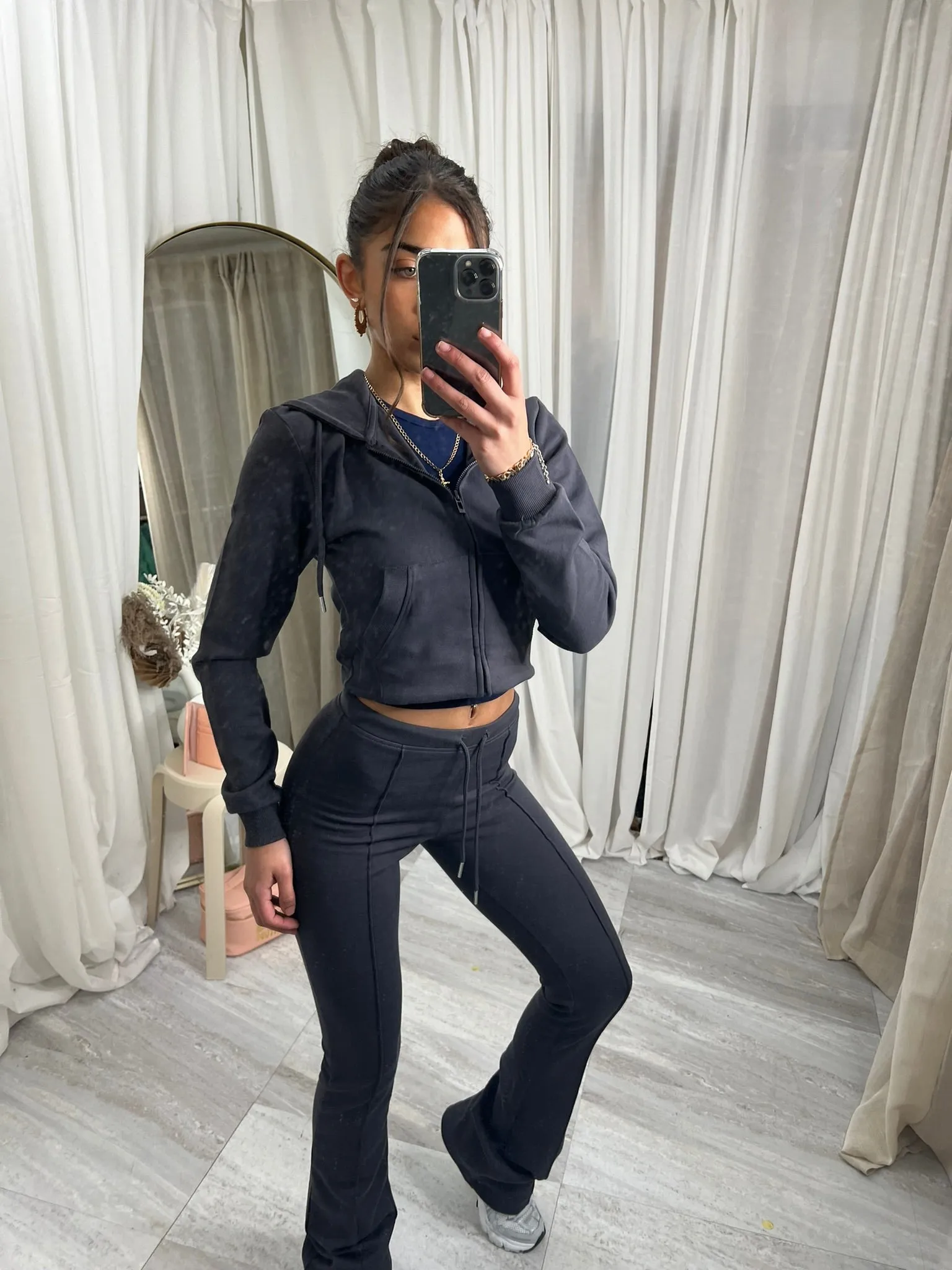 Scuba cropped flared tracksuit set 10051