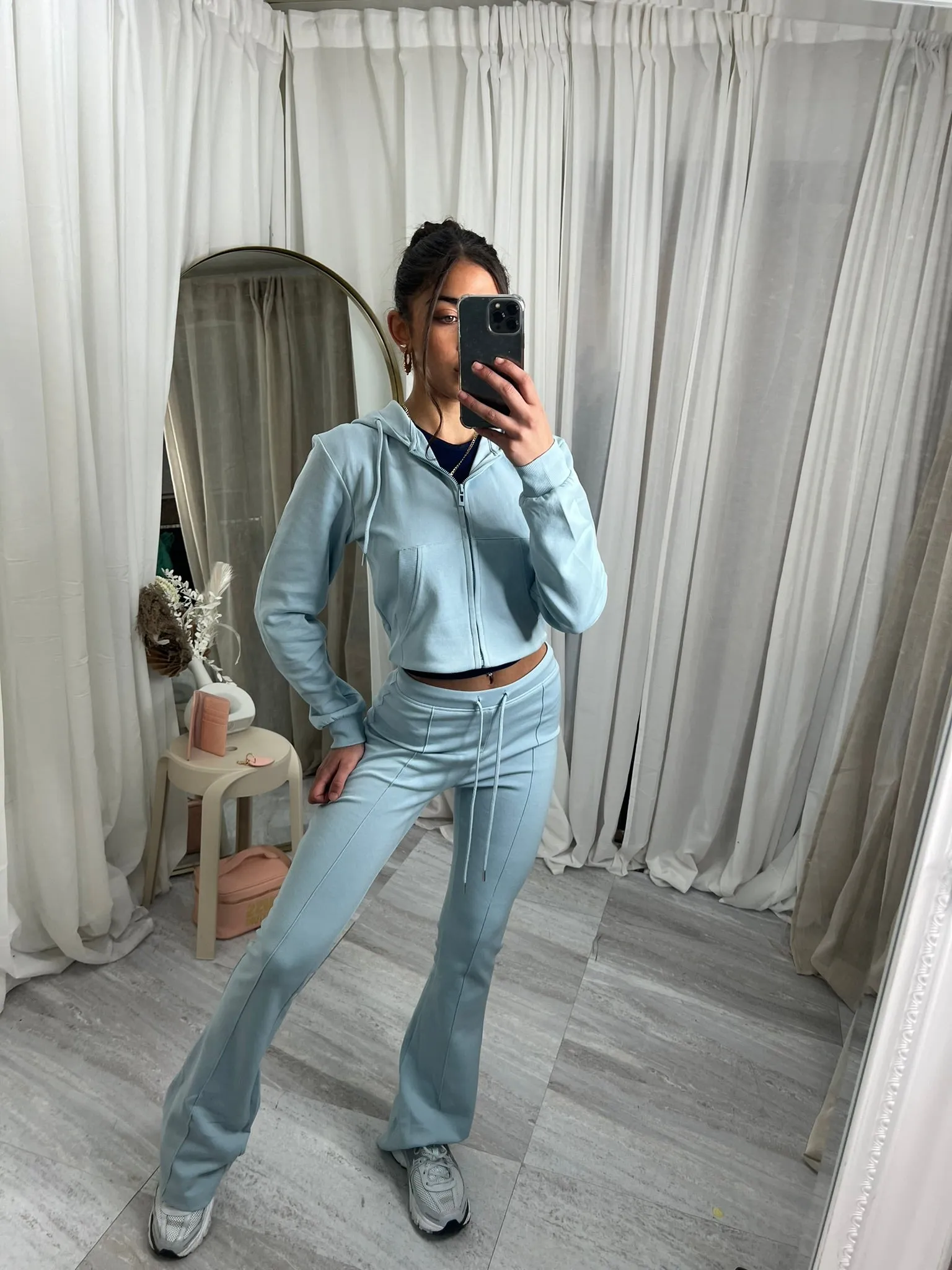 Scuba cropped flared tracksuit set 10051