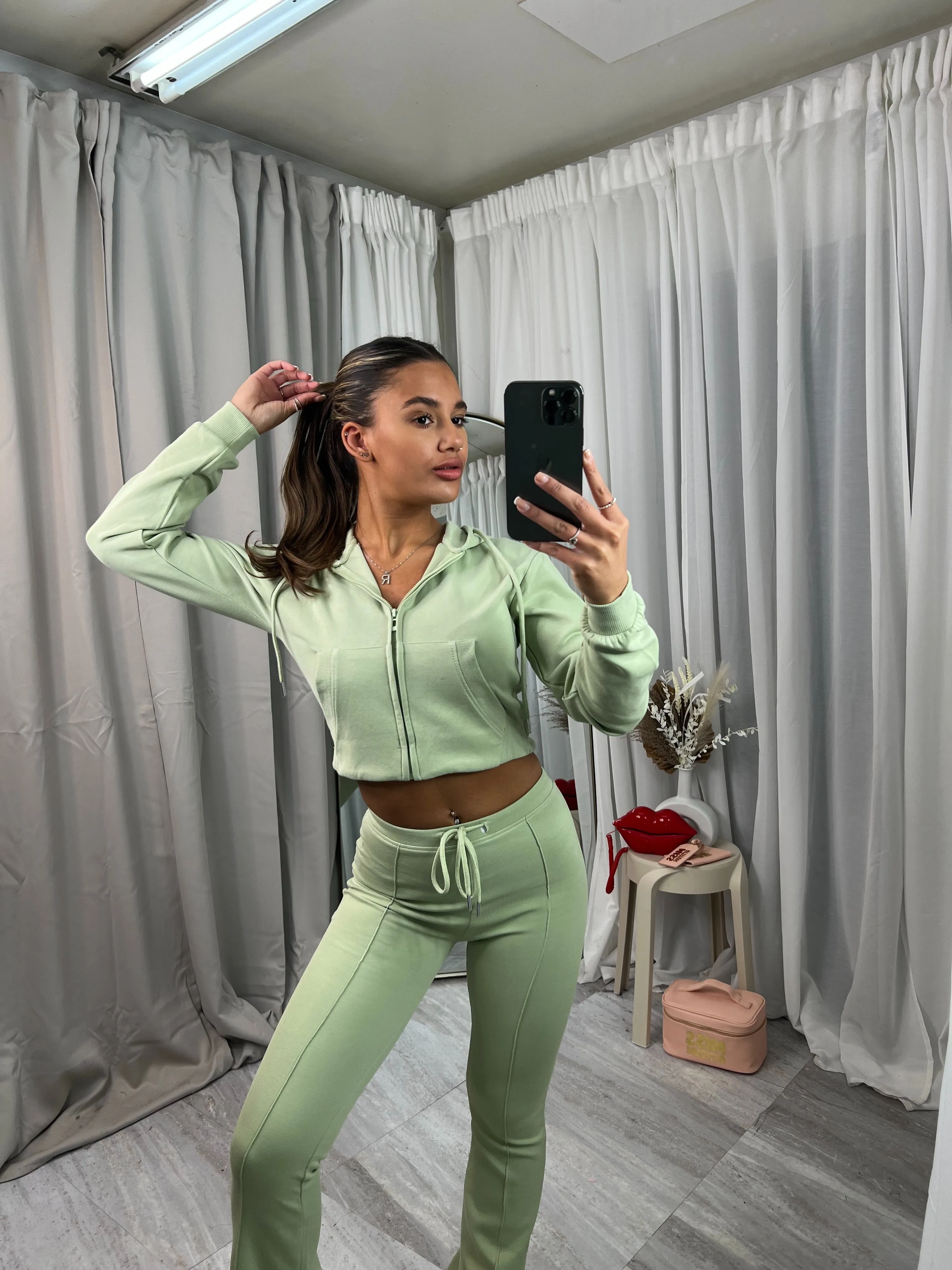 Scuba cropped flared tracksuit set 10051