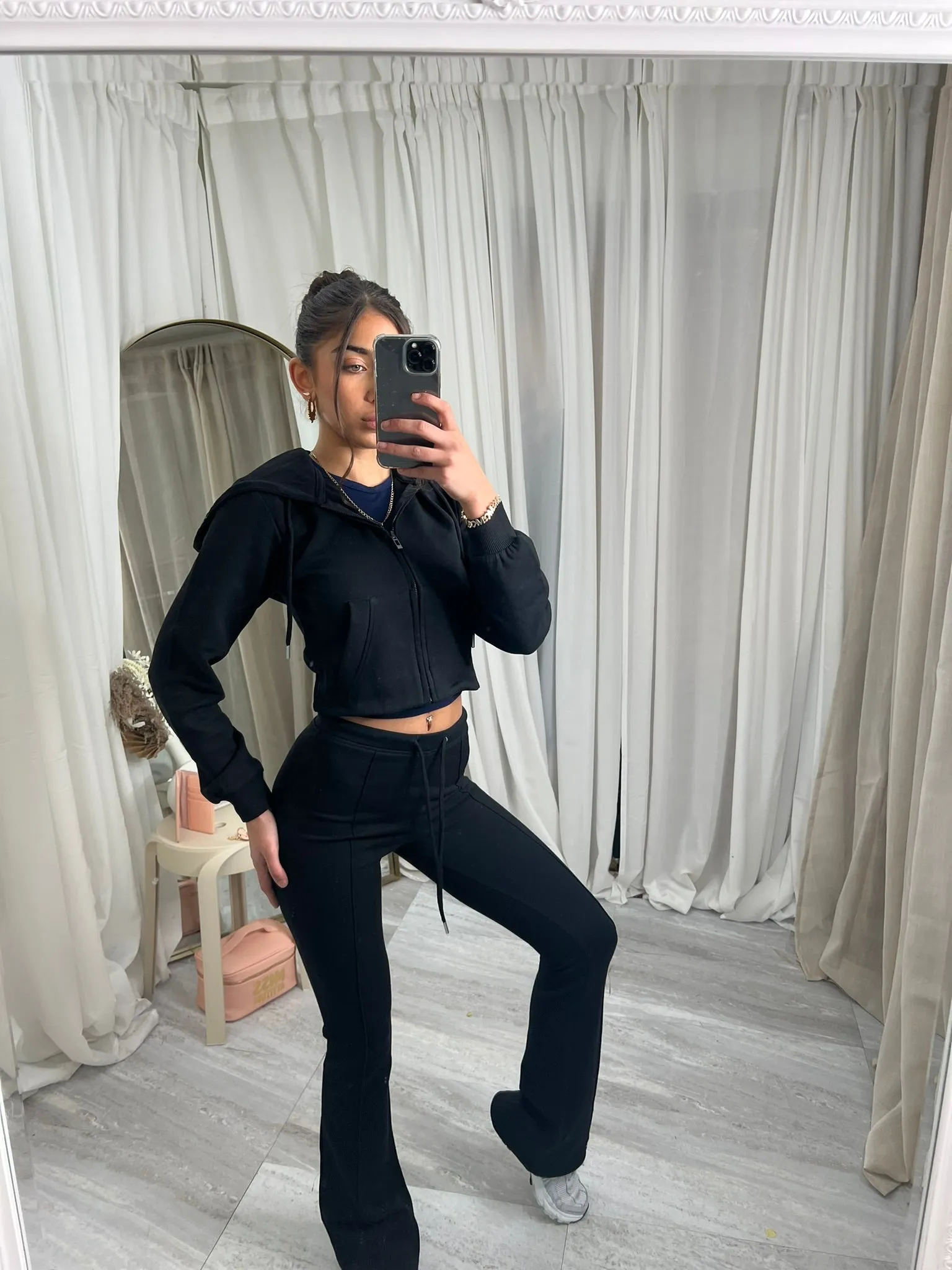 Scuba cropped flared tracksuit set 10051