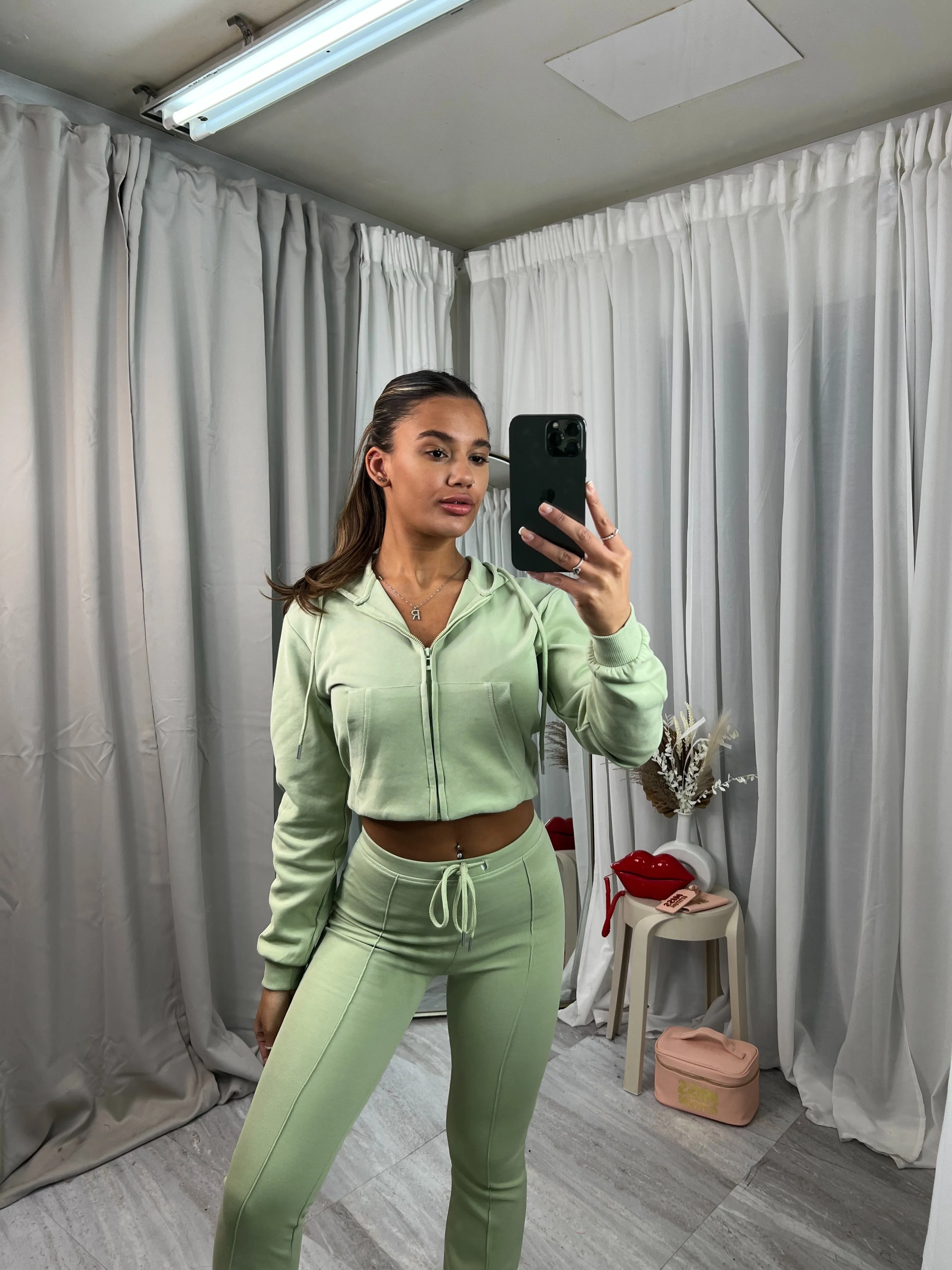 Scuba cropped flared tracksuit set 10051