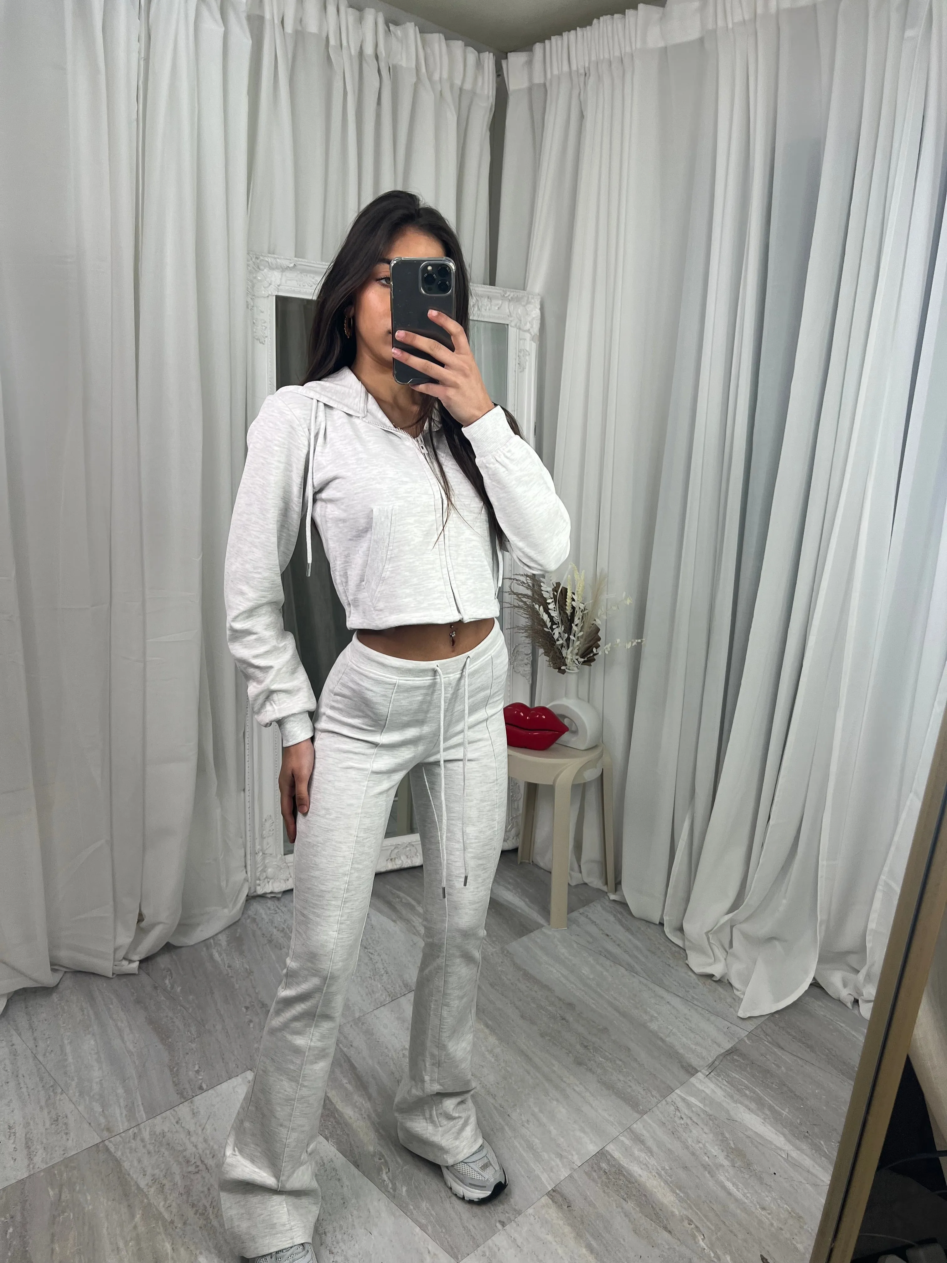 Scuba cropped flared tracksuit set 10051