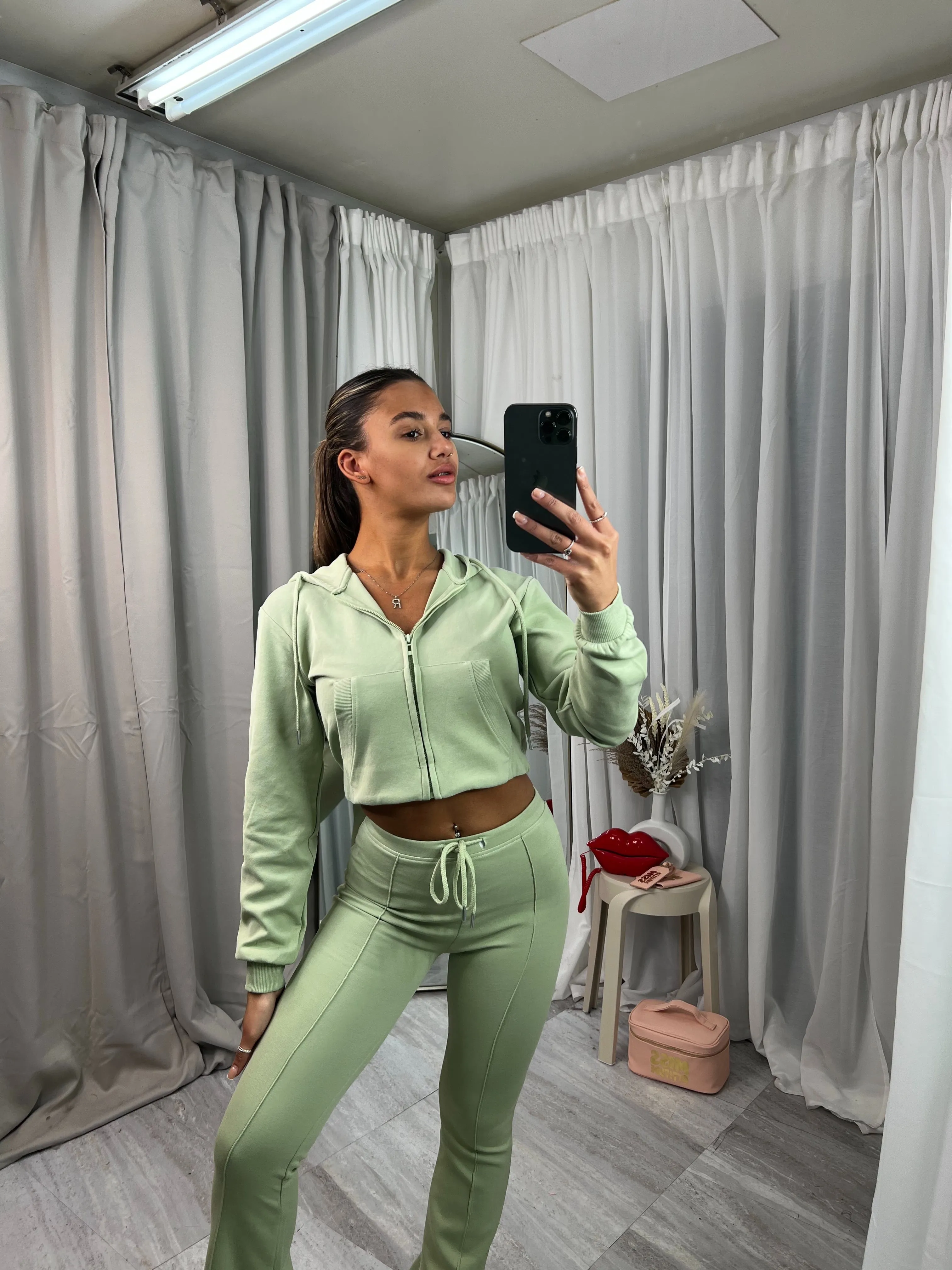 Scuba cropped flared tracksuit set 10051