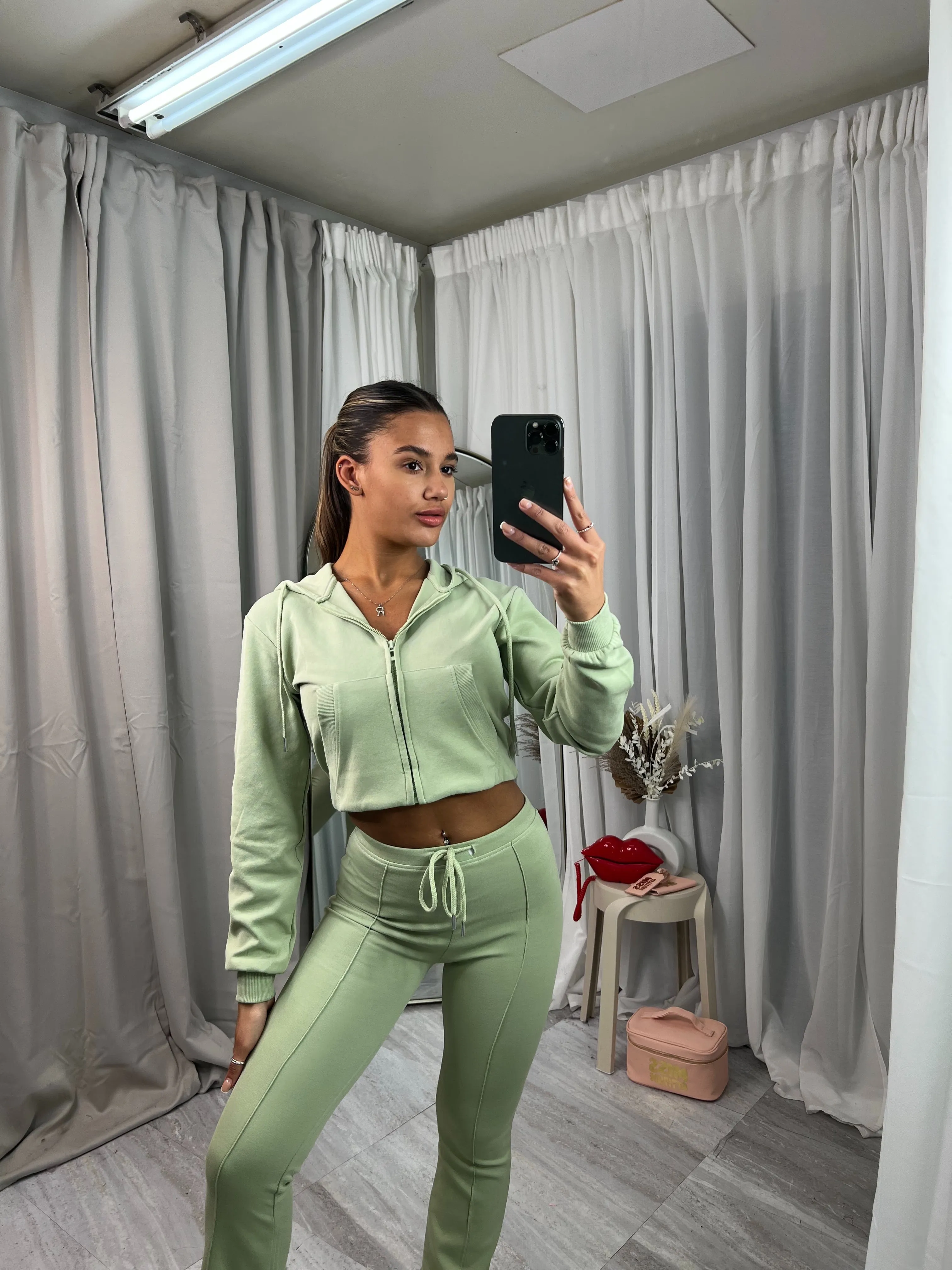 Scuba cropped flared tracksuit set 10051