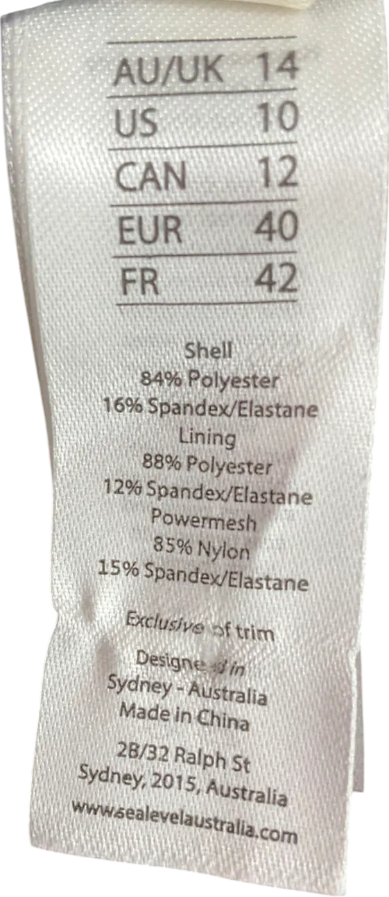 Sea level swim Black Spinnaker U Bar One Piece UK 14