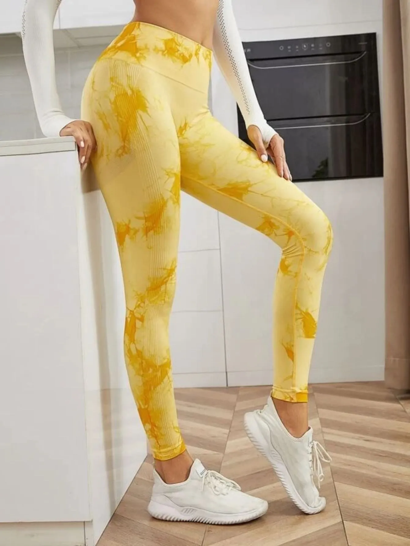 Seamless High-Waist Tie-Dye Leggings for Women – Fitness Sports Running Yoga Pants with Hip Lifting Elastic Knitting