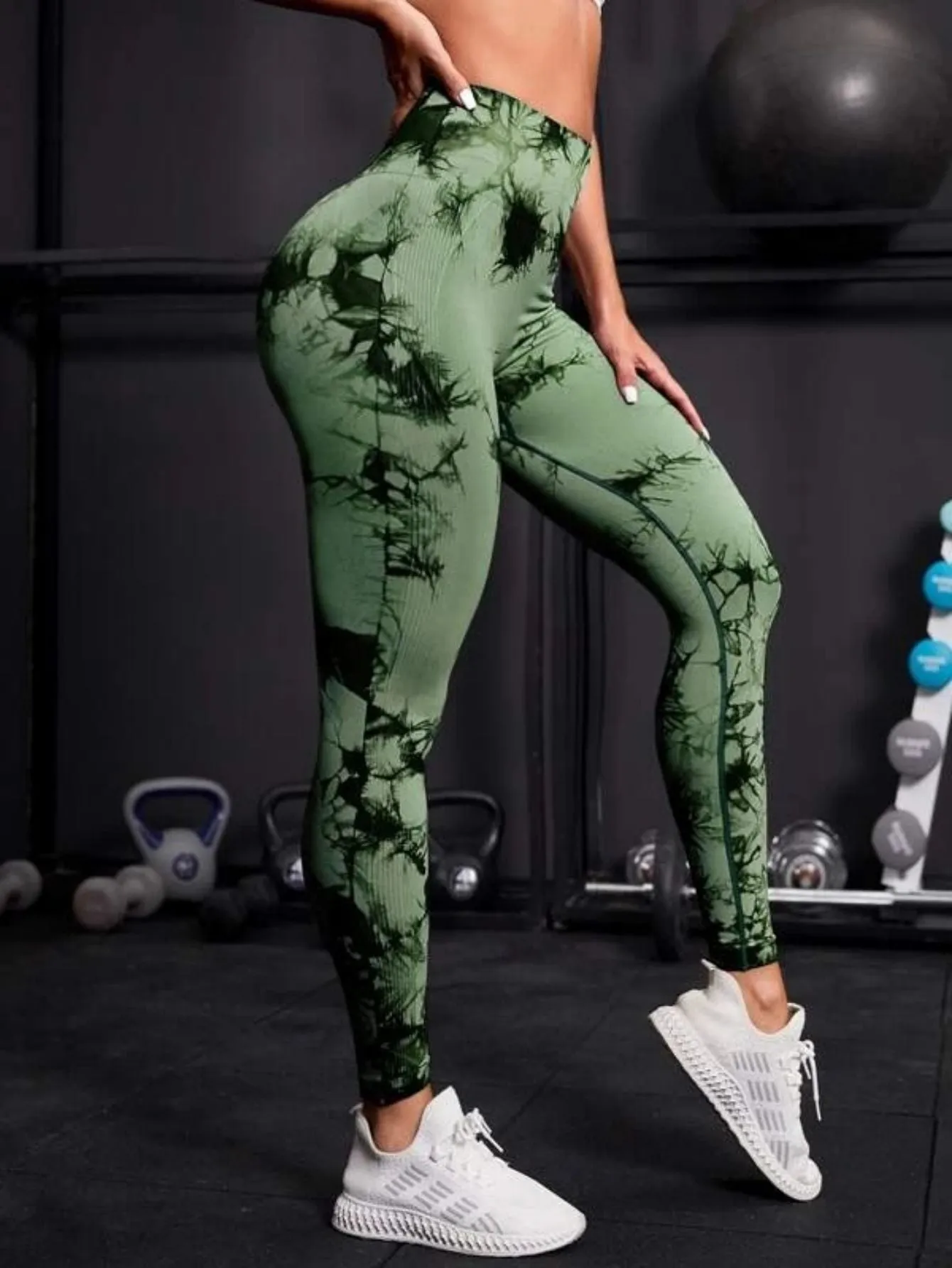 Seamless High-Waist Tie-Dye Leggings for Women – Fitness Sports Running Yoga Pants with Hip Lifting Elastic Knitting