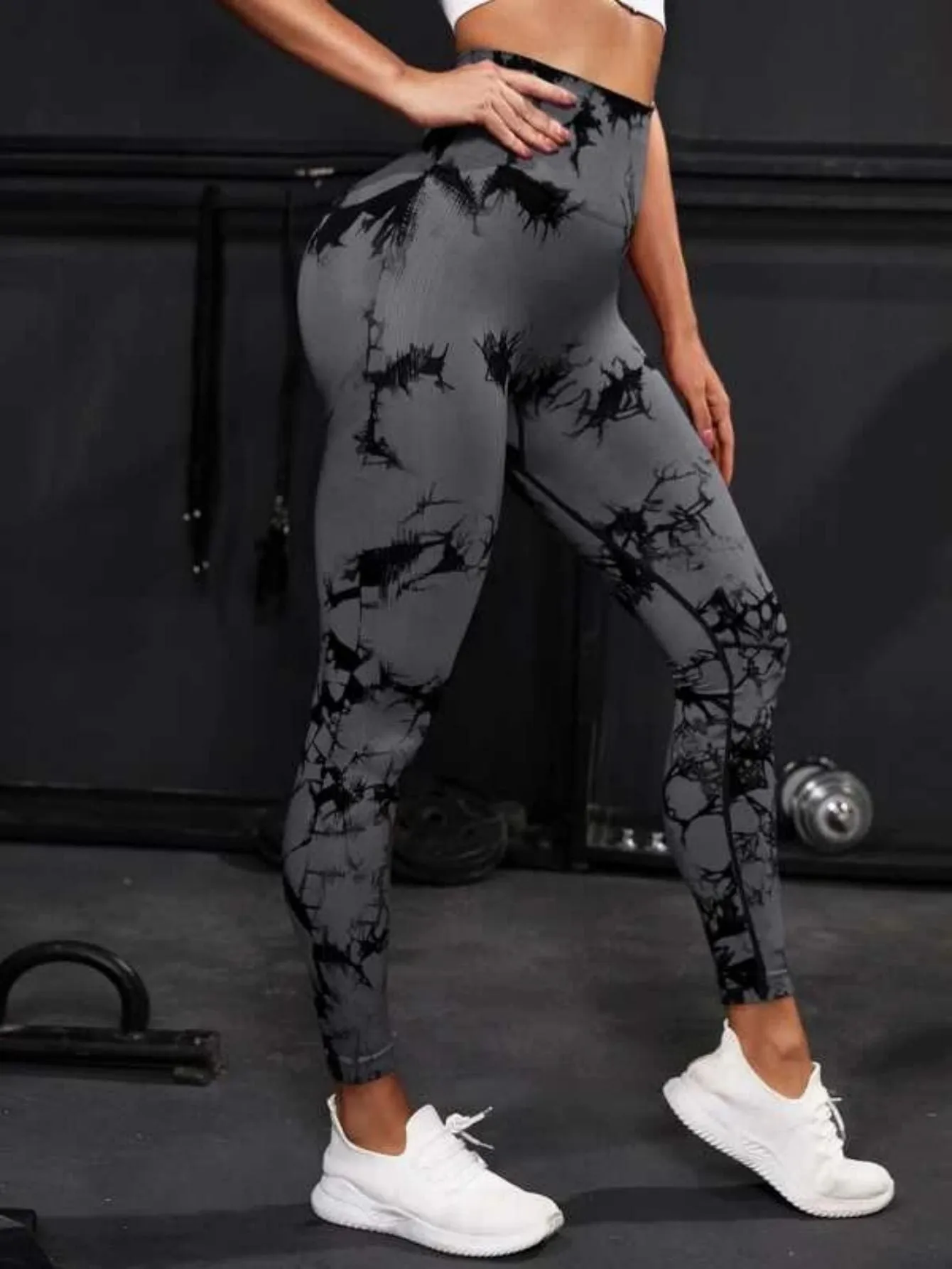 Seamless High-Waist Tie-Dye Leggings for Women – Fitness Sports Running Yoga Pants with Hip Lifting Elastic Knitting
