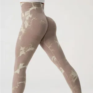 Seamless Tie Dye High Waist Yoga Pants for Women Fitness Tights