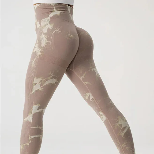 Seamless Tie Dye High Waist Yoga Pants for Women Fitness Tights