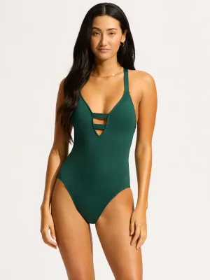 SF Collective Deep V One Piece in Evergreen