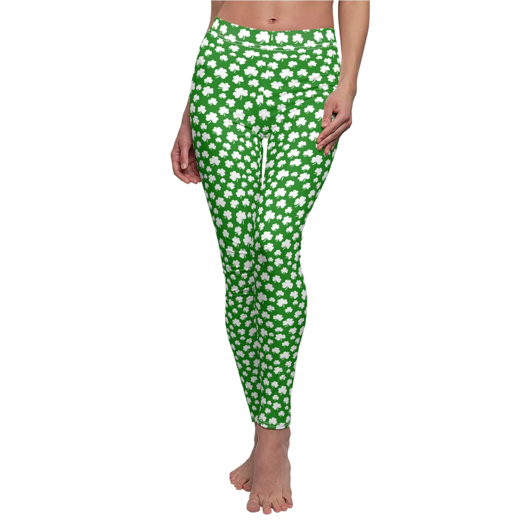 Shamrock Womens St Patricks Day Leggings Stretch Pants - Saiko Studio