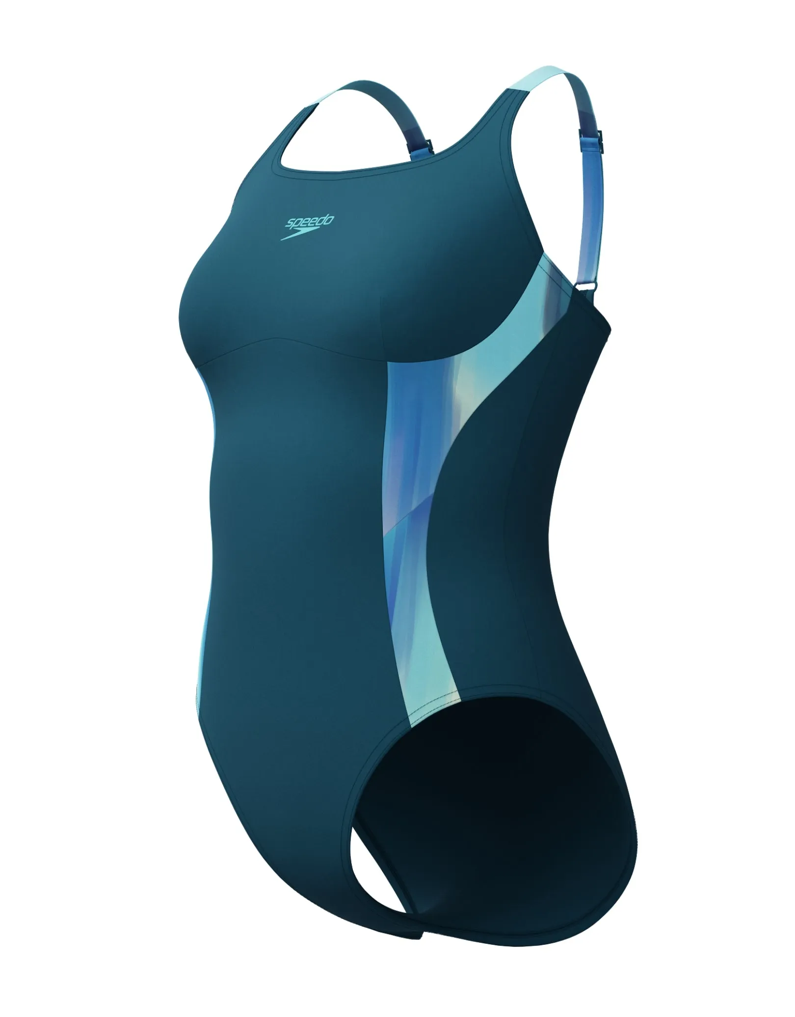 Shaping Printed Splice Swimsuit - Green