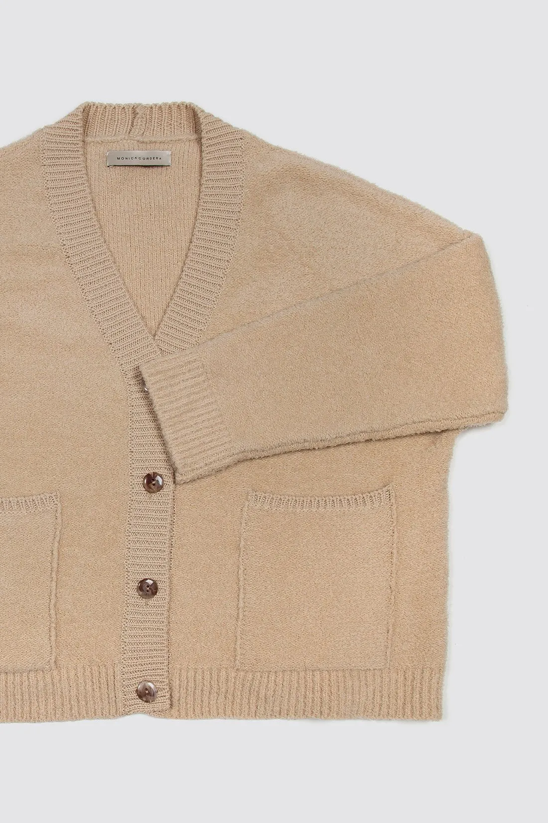 Shearling Cardigan, Beige