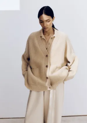 Shearling Cardigan, Beige