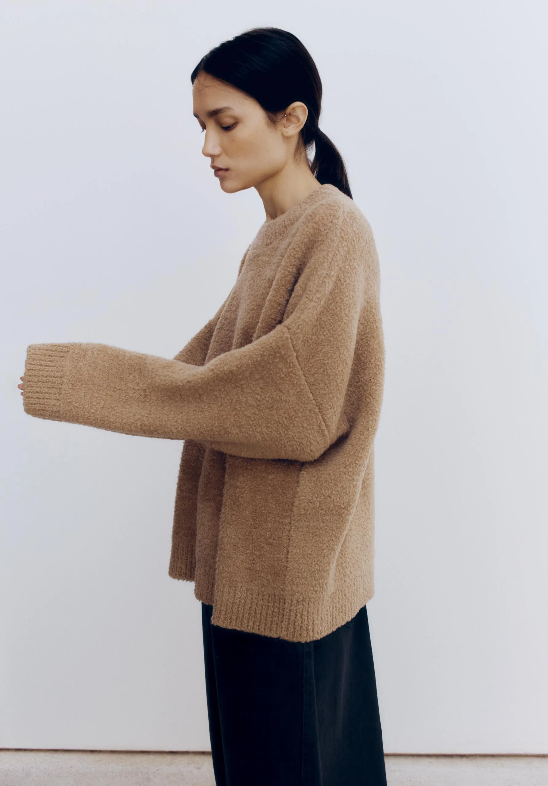 Shearling Sweater, Camel