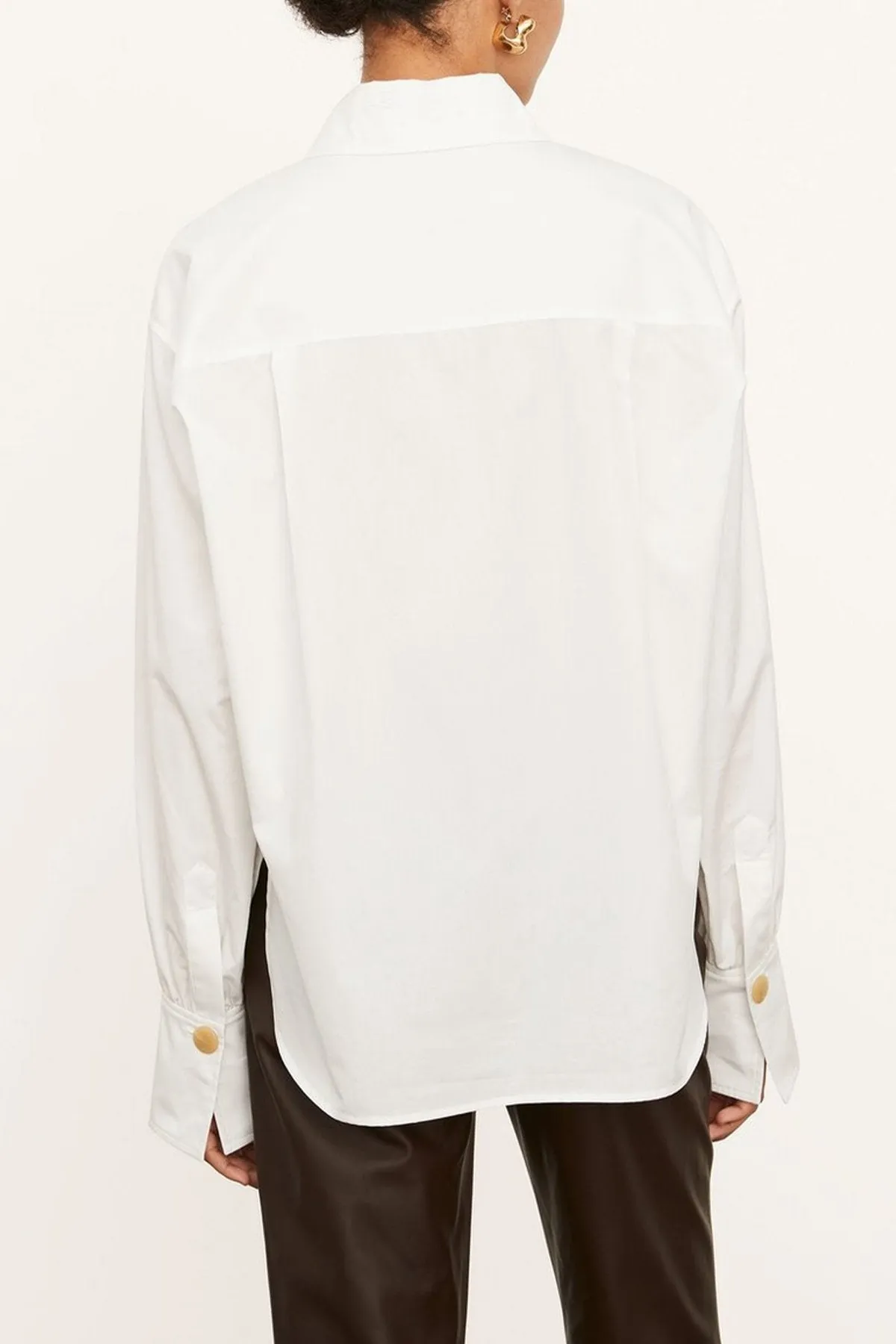 Shirred Cuff Long Sleeve Shirt in Optic White