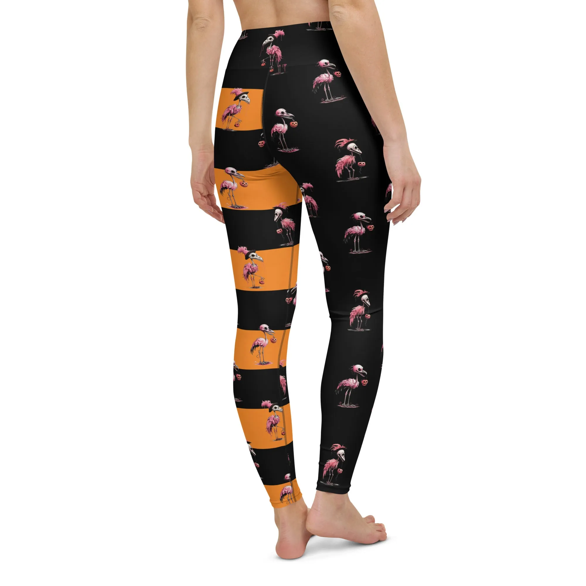 Skeleton Flamingos High-waist Yoga Leggings
