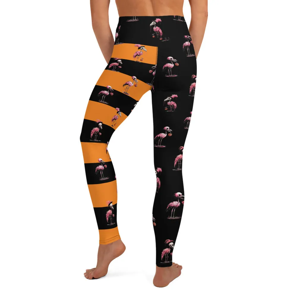 Skeleton Flamingos High-waist Yoga Leggings