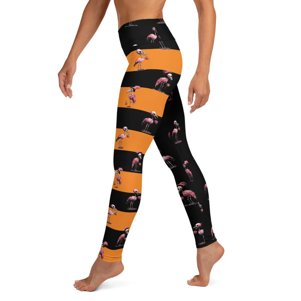 Skeleton Flamingos High-waist Yoga Leggings