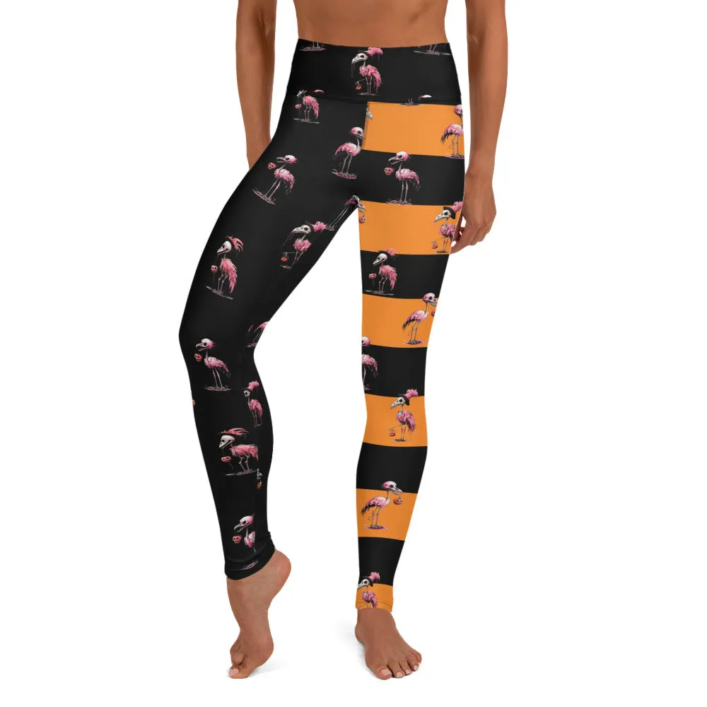 Skeleton Flamingos High-waist Yoga Leggings