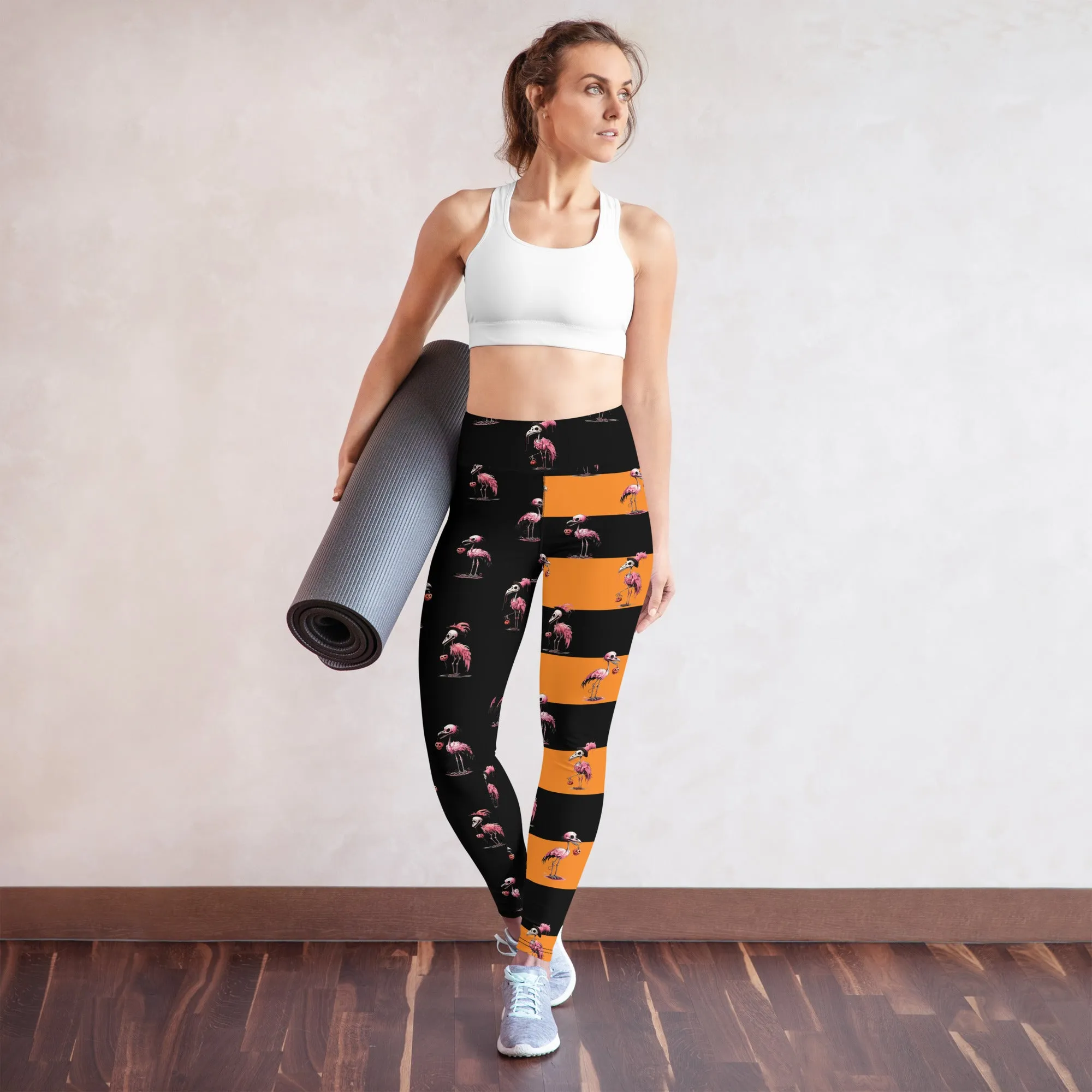 Skeleton Flamingos High-waist Yoga Leggings