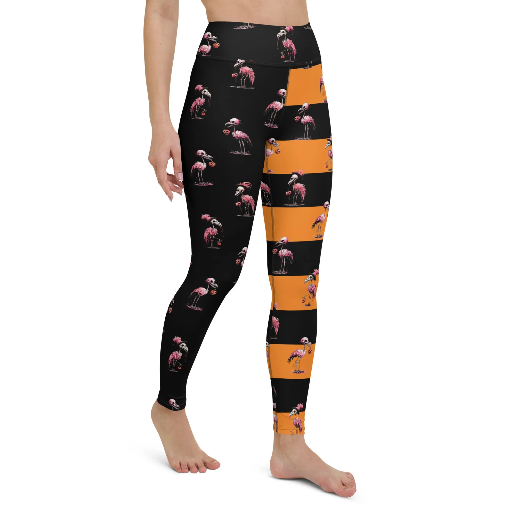 Skeleton Flamingos High-waist Yoga Leggings