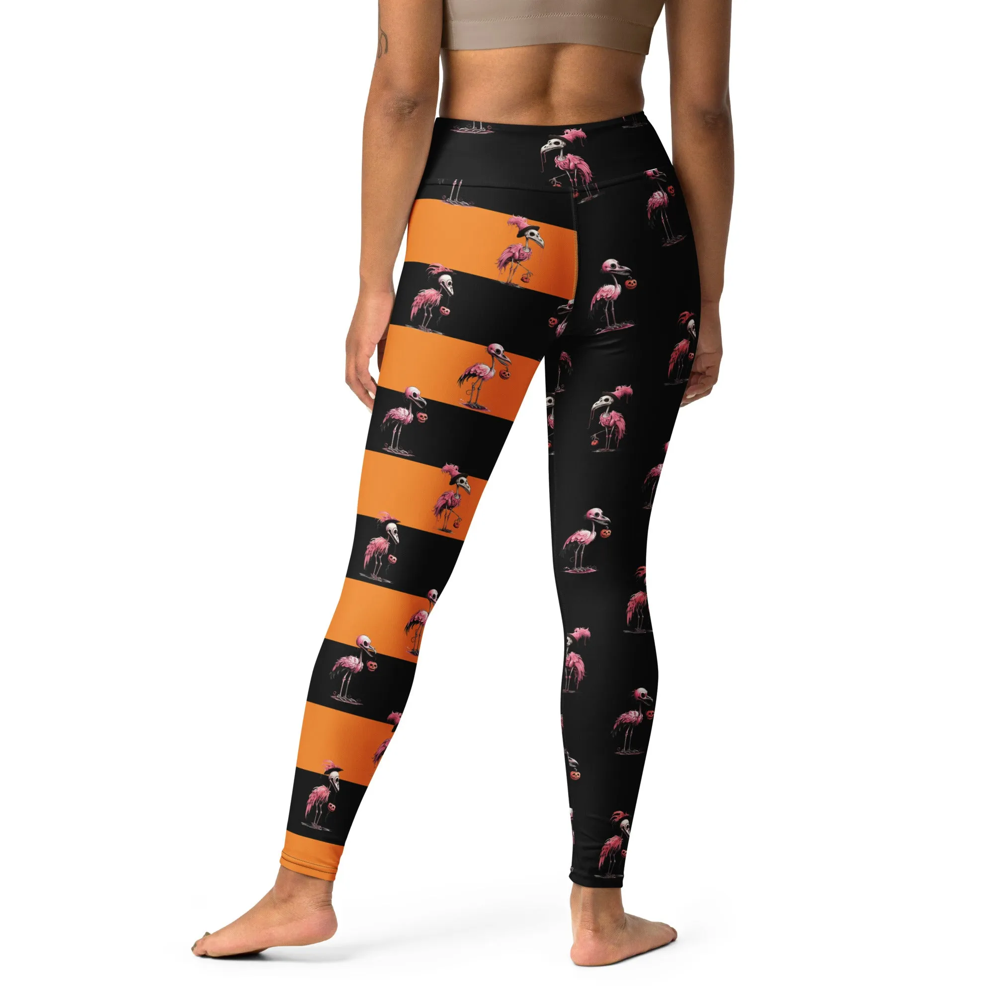 Skeleton Flamingos High-waist Yoga Leggings