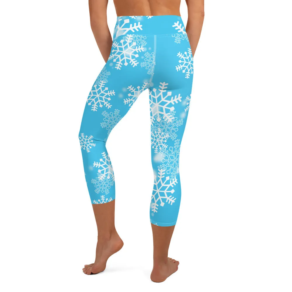 Snowflakes High-waist Yoga Capri Leggings