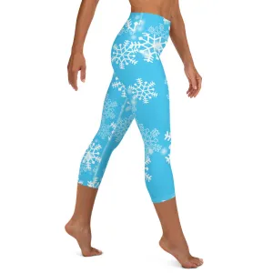 Snowflakes High-waist Yoga Capri Leggings