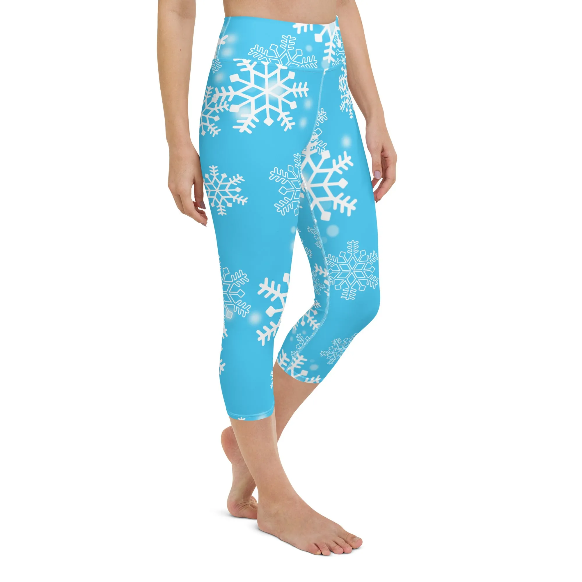 Snowflakes High-waist Yoga Capri Leggings