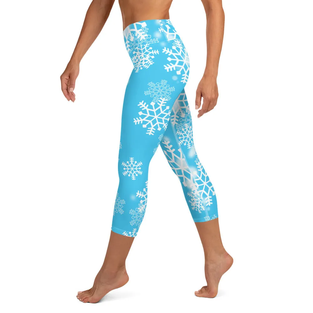 Snowflakes High-waist Yoga Capri Leggings