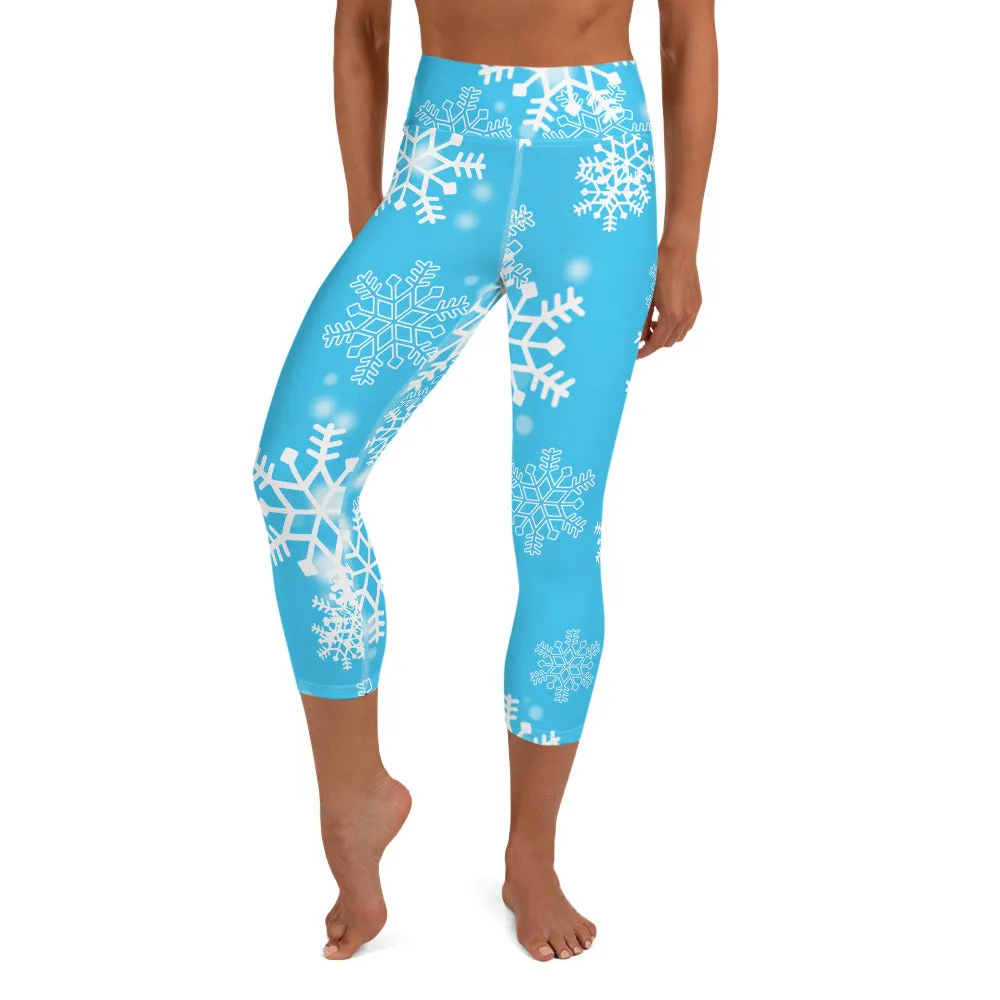 Snowflakes High-waist Yoga Capri Leggings