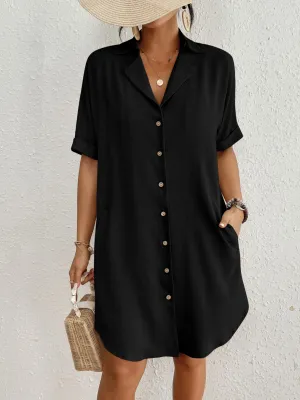 Solid Color White Button Up Cover Up Shirt