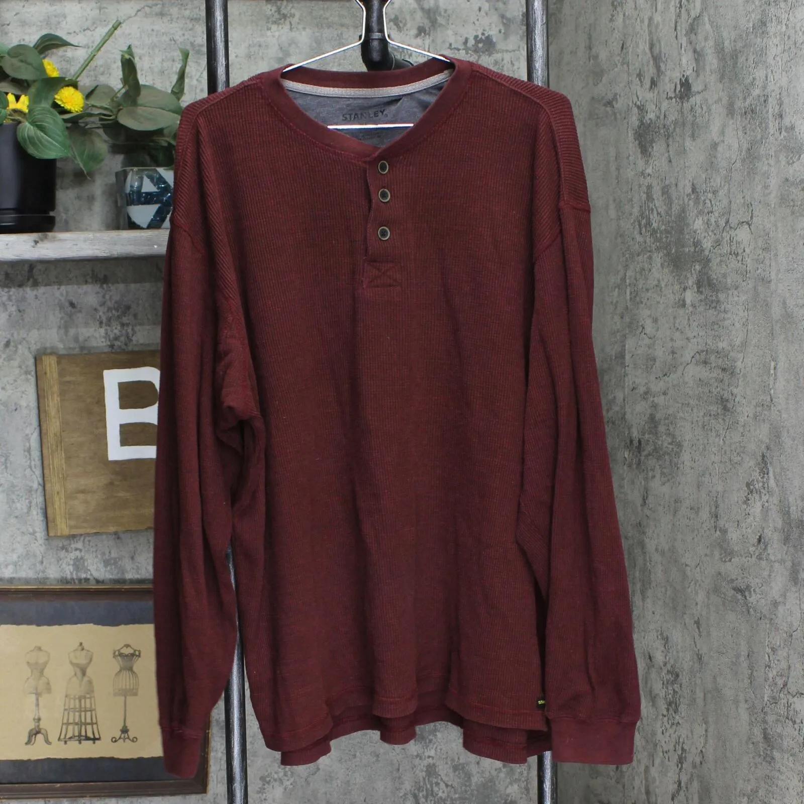 Stanley Mens Long Sleeve Thermal Shirt 1671071ba1e011 Maroon Red XL