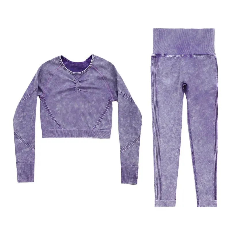 Stone Wash Print Yoga Set