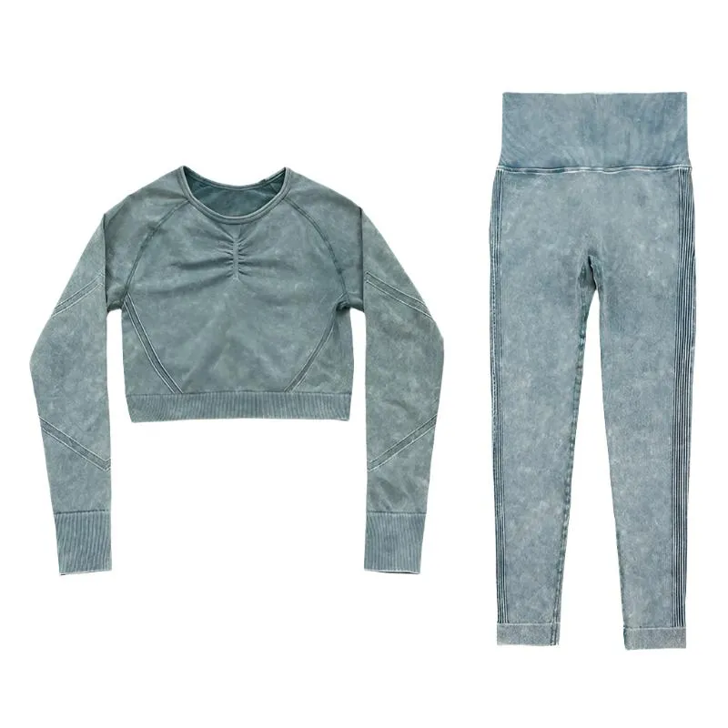 Stone Wash Print Yoga Set