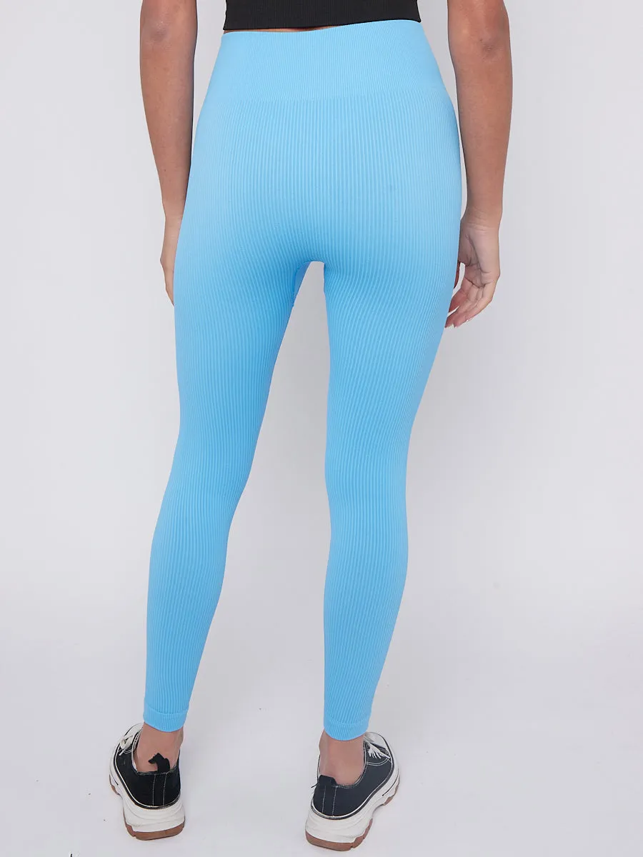 Stretchy High Waisted Ribbed Leggings