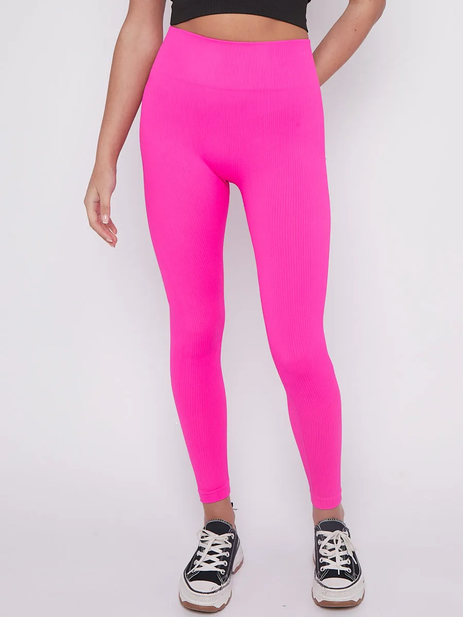 Stretchy High Waisted Ribbed Leggings