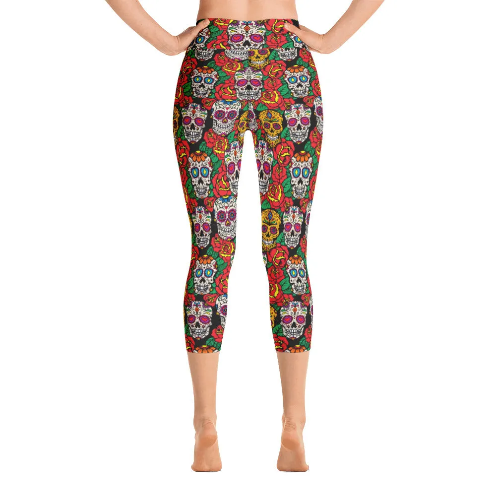 SUGAR SKULL Yoga Capri Leggings