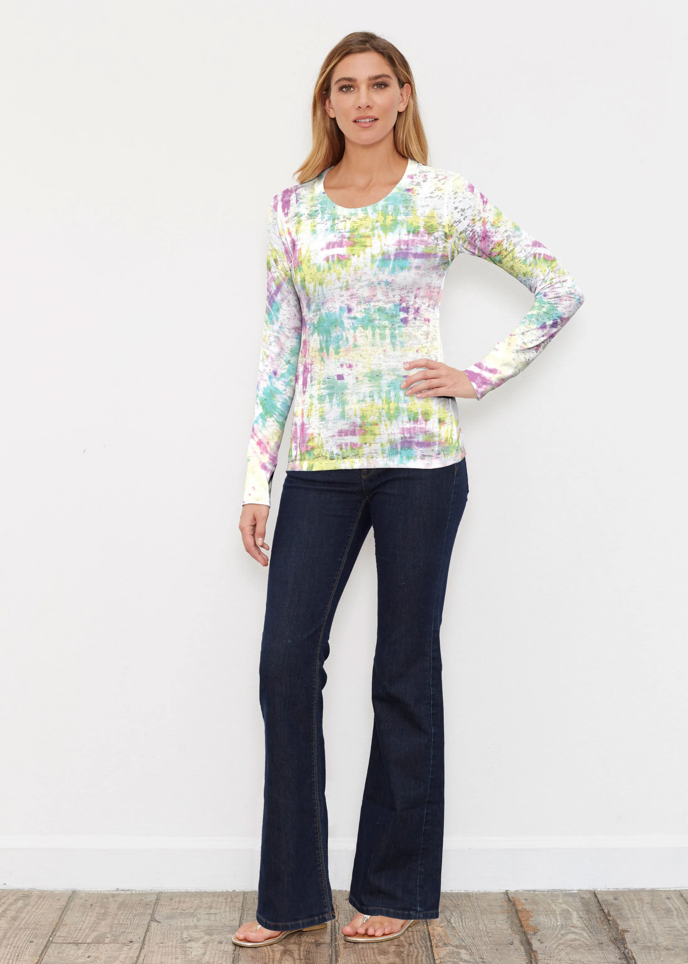 Summer Tie Dye (7878) ~ Thermal Long Sleeve Crew Shirt