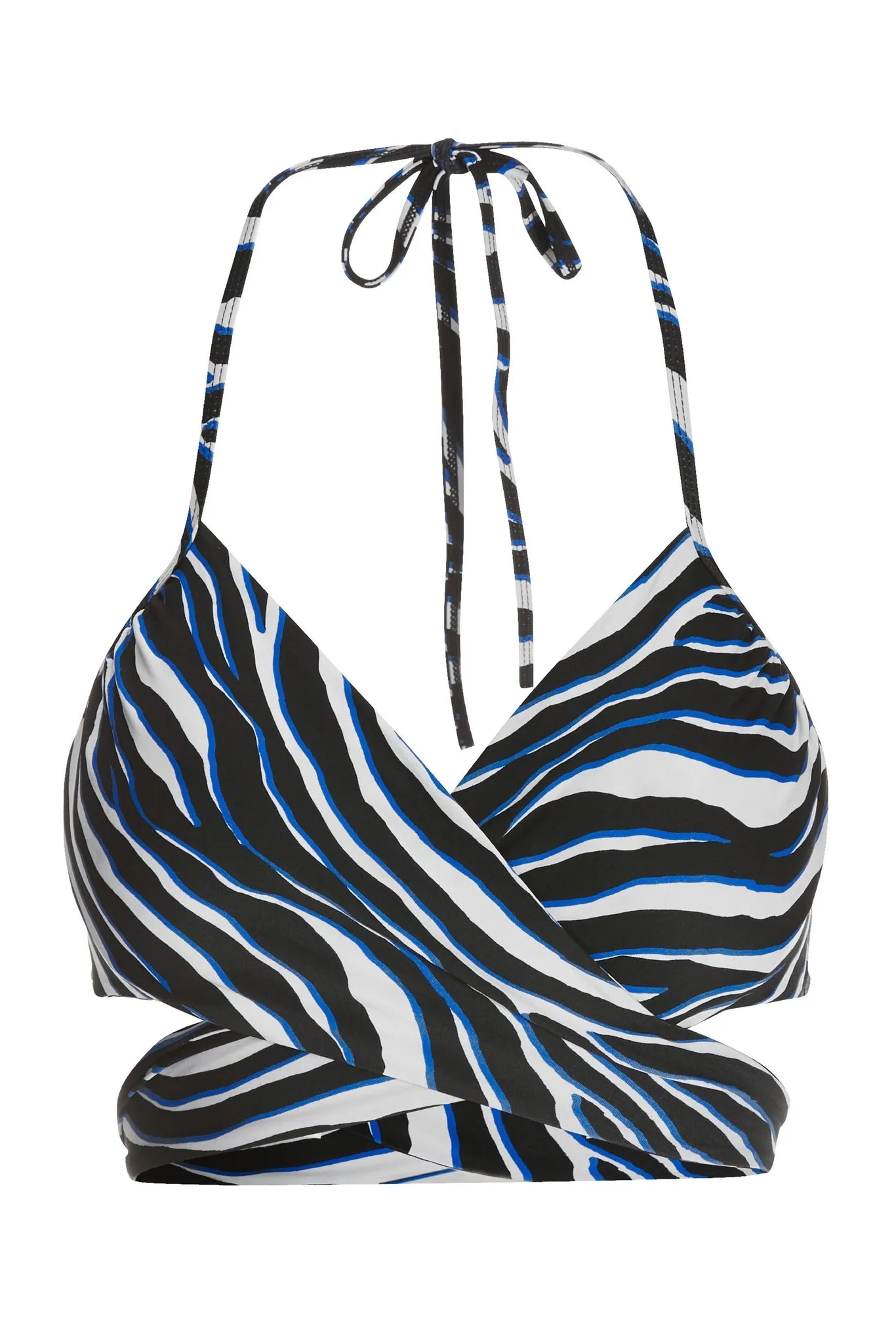 Swim Sense Ocean Zebra Printed Underwire Wrap Bikini Top Deep Ocean/Black