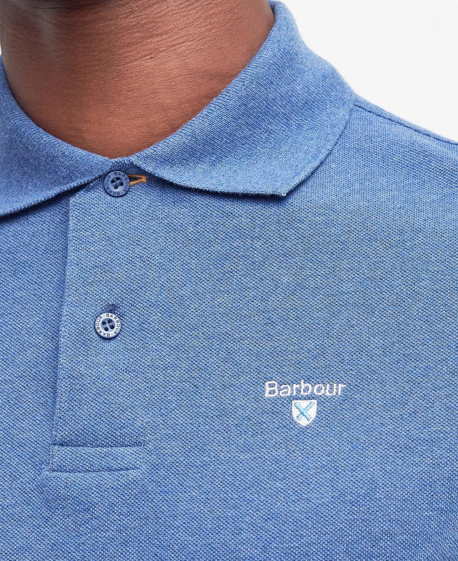 Tartan Pique Polo in Dark Chambray