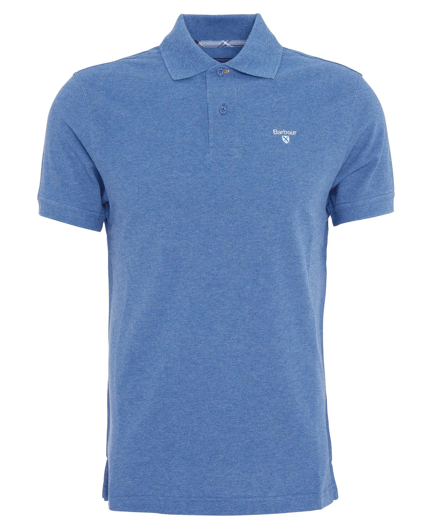Tartan Pique Polo in Dark Chambray