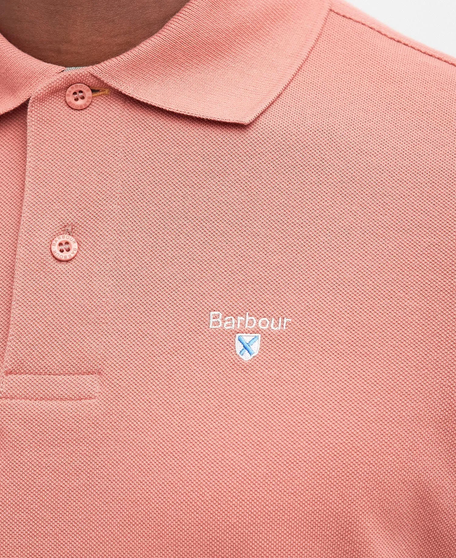 Tartan Pique Polo in Pink Clay