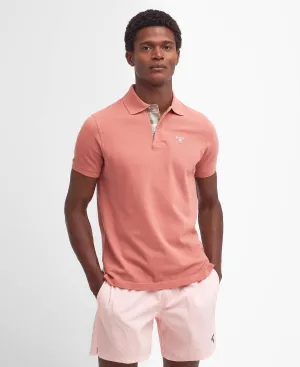 Tartan Pique Polo in Pink Clay