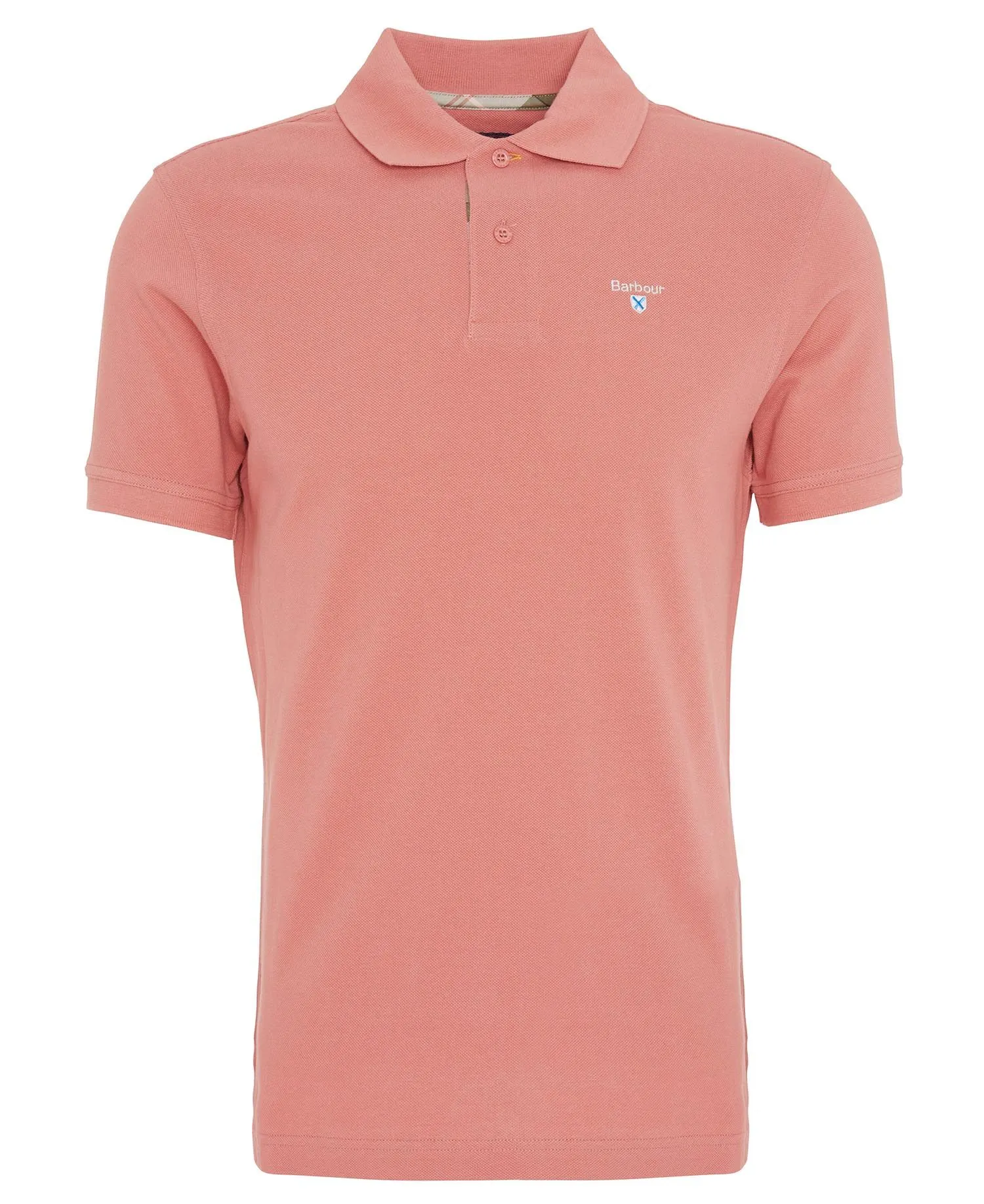 Tartan Pique Polo in Pink Clay
