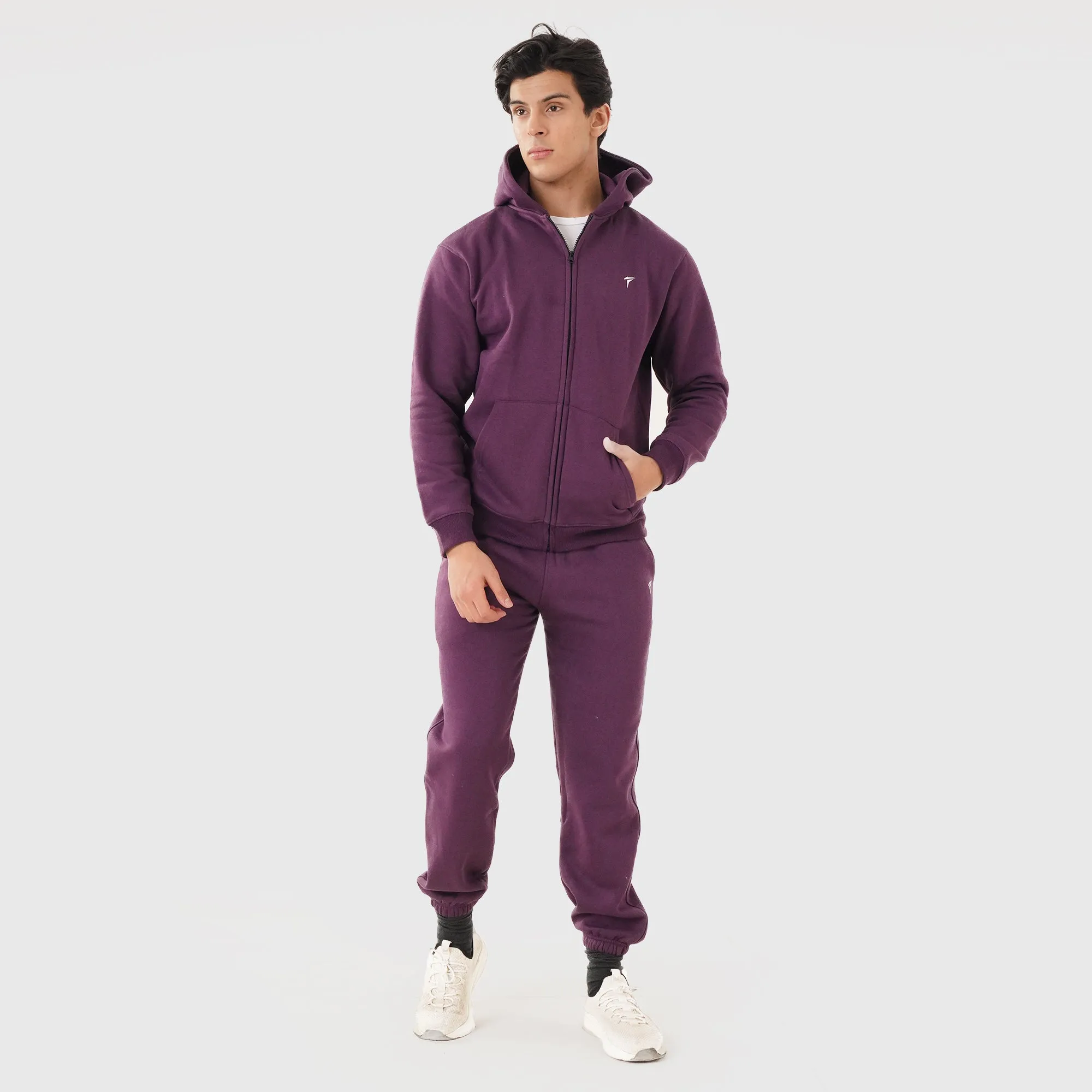 Tf-Premium Plum Purple Zipper Pull Over Tracksuit