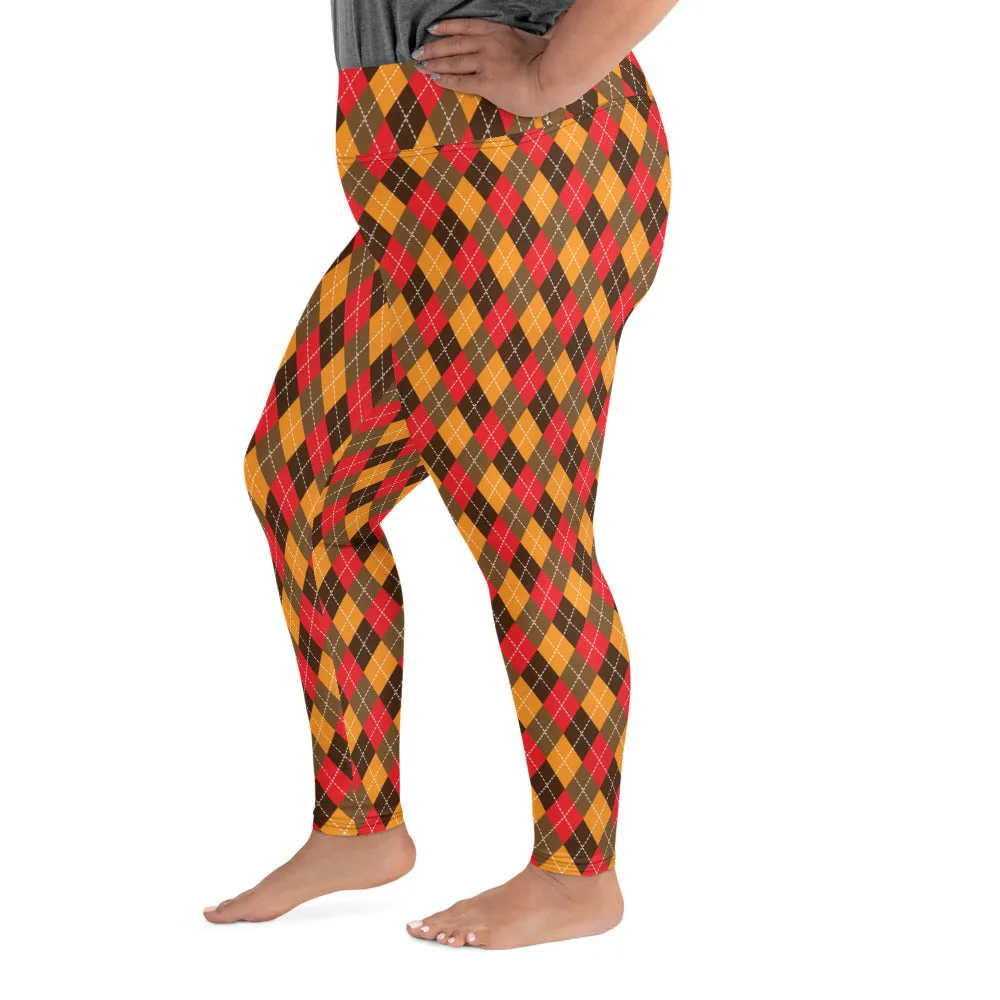 Thanksgiving Argyle Plus Size Leggings